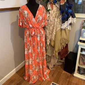 Floral Faux Wrap Maxi